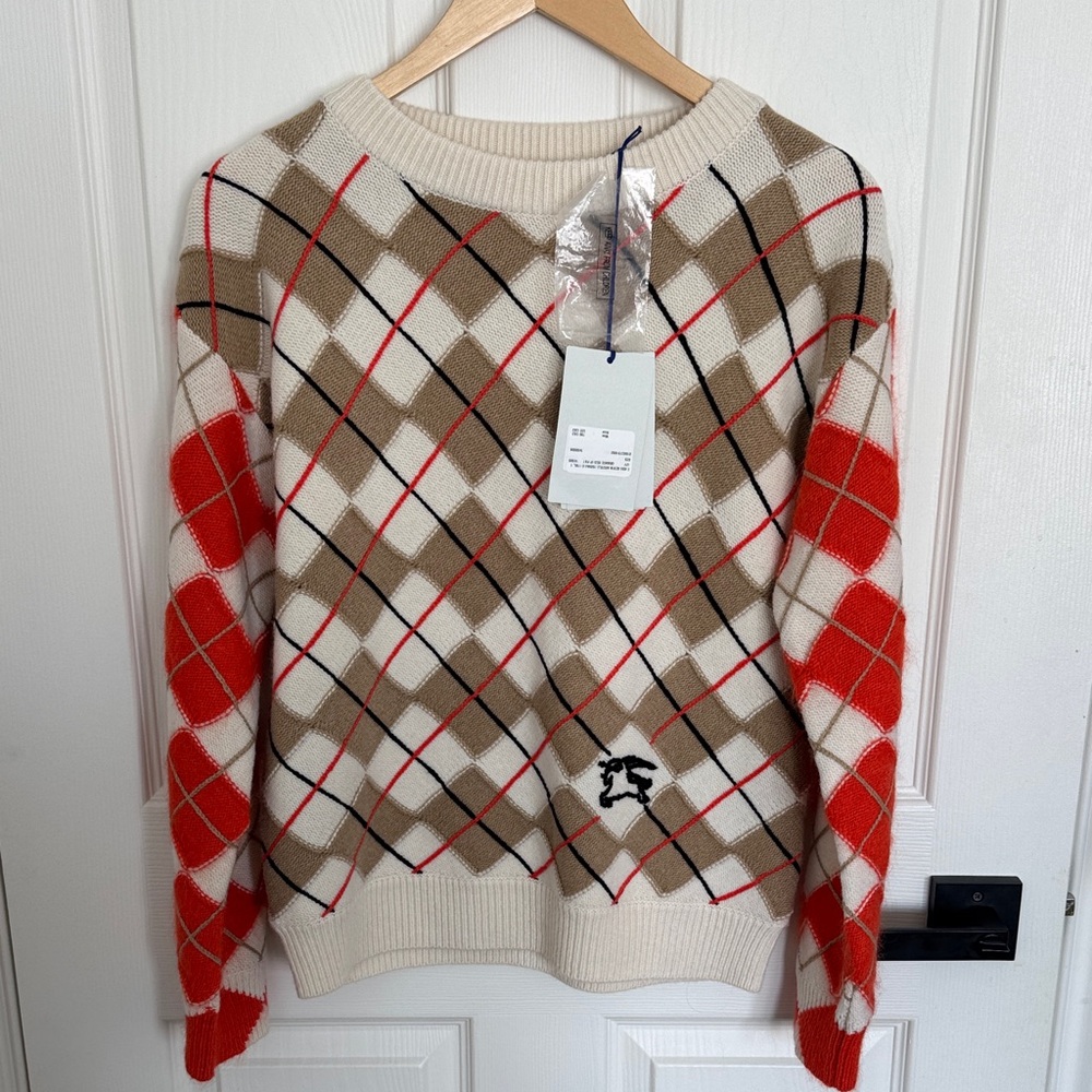 Burberry Cream and Red Knit Sweater